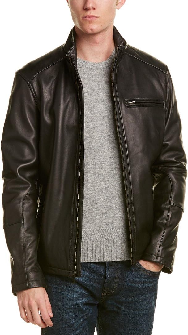 mens smooth leather moto jacket