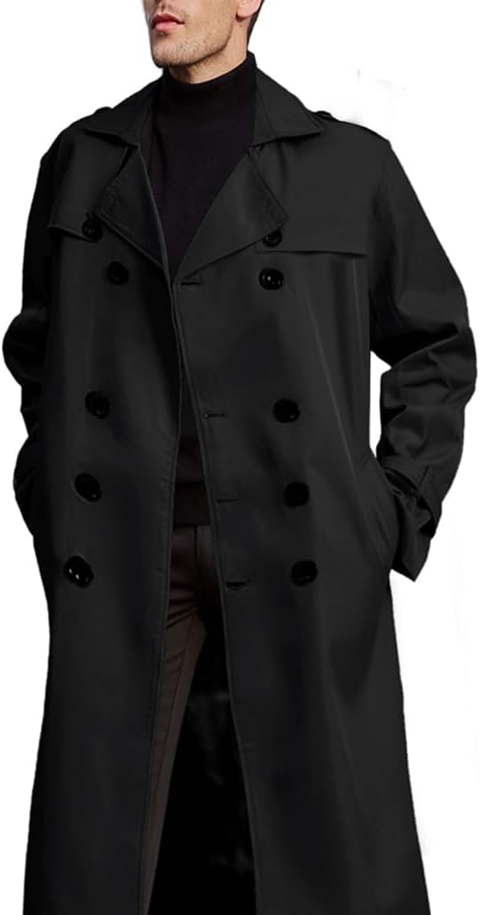 mens trench coat long jacket overcoat oversized casual windbreaker
